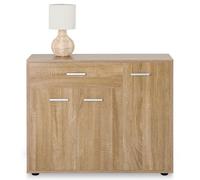 IDIMEX Buffet Coraline, Commode Meuble de Rangement avec 1 tiroir et 3 Portes, en mélaminé décor chêne Sonoma - Dim : L 88 x H 70 x P 30 cm