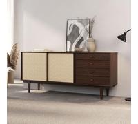 Buffet en bois SIMONA L 175 cm coloris noyer avec 4 Tiroirs 2 Portes Coulissantes, pour Salon ou Salle à manger