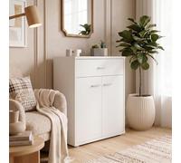 IDIMEX Buffet Monaco, Commode Meuble de Rangement avec 1 tiroir et 2 Portes, en mélaminé Blanc Mat