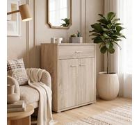 IDIMEX Buffet Monaco, Commode Meuble de Rangement avec 1 tiroir et 2 Portes, en mélaminé décor chêne Sonoma