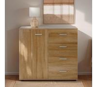 IDIMEX Buffet Salle à Manger Chicago L 91 cm en Bois Coloris chêne Sonoma avec 4 tiroirs et 1 Porte, Meuble Rangement pour Cuisine ou Salle à Manger