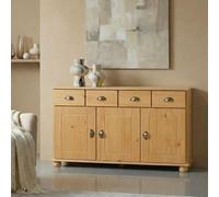 Buffet salle à manger COLMAR en bois massif L 116 cm avec 3 portes battantes et 2 tiroirs spacieux, coloris teinté