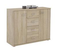 IDIMEX Buffet Salle à Manger Elodie L 89 cm Coloris chêne Sonoma avec 4 tiroirs et 2 Portes, bahut Bas, Meuble de Rangement Style Moderne, 89 x 70 x 30 cm