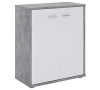 IDIMEX Buffet Salle à Manger FIRMIN L 60 cm Coloris béton et Blanc avec 2 Portes bahut Bas Meuble de Rangement Style Moderne Commode vaisselier 60 x 70 x 30 cm
