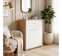 IDIMEX Buffet Salle à Manger Monaco L 60 cm Coloris chêne Sonoma et Blanc avec 1 tirroir et 2 Portes bahut Bas Meuble de Rangement Style Moderne Commode vaisselier 60 x 70 x 30 cm