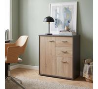 IDIMEX Buffet Salle à Manger Remy L 60 cm Coloris Gris et Sonoma avec 2 Portes et 2 tiroirs bahut Bas Meuble de Rangement Style Moderne Commode vaisselier 60 x 70 x 30 cm
