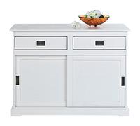 Buffet salle à manger SAVONA L 110 cm en bois massif blanc 2 tiroirs 2 portes coulissantes meuble rangement