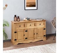 IDIMEX Buffet Salle à Manger Tequila en Bois L 154 cm avec 3 Portes battantes et 3 tiroirs spacieux, Style Mexicain, Meuble de Rangement, Structure Robuste et Finition élégante, Coloris teinté ciré