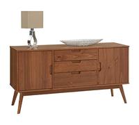 IDIMEX Buffet Salle à Manger Tivoli L 145 cm en Bois Massif Brun foncé avec 3 tiroirs et 2 Portes battantes, Un Meuble de Rangement Style scandinave, Finition élégante