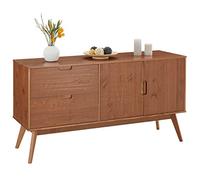 Buffet salle à manger TIVOLI L 145 cm en bois massif finition bois bun foncé avec 2 tiroirs et 2 portes battantes
