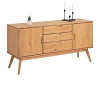 IDIMEX Buffet Salle à Manger Tivoli L 145 cm en Bois Massif Finition Bois Naturel teinté avec 3 tiroirs et 2 Portes battantes, Un Meuble de Rangement Style scandinave, Finition élégante