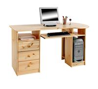 IDIMEX Bureau avec raangement BOB Bureau pour Ordinateur avec 3 tiroirs et 3 casiers, en pin Massif au Vernis Naturel