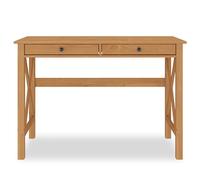 IDIMEX Bureau en Bois Adrian L 110 cm avec Deux tiroirs en Bois Massif Coloris chêne avec Rangement élégant et Pratique, poignées Noires idéal pour télétravail et Petits espaces