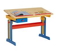 IDIMEX Bureau Enfant écolier Junior Flexi Table à Dessin réglable en Hauteur et pupitre inclinable avec 1 tiroir, Bureau évolutif en pin Massif lasuré Multicolore