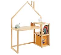 Bureau enfant NIVIA en forme de maison en pin massif, bureau chambre enfant bois, en pin massif coloris naturel