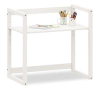 Bureau enfant SUZA réglable en hauteur 80 x 76 x 48 cm bois de pin massif, Bureau chambre enfant, 4 niveaux de hauteur, Blanc Blanc G