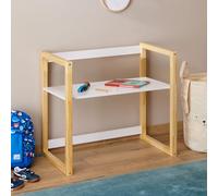 IDIMEX Bureau Enfant SUZA réglable en Hauteur 80 x 76 x 48 cm Bois de pin Massif, Bureau Chambre Enfant, 4 Niveaux de Hauteur, Blanc/Naturel