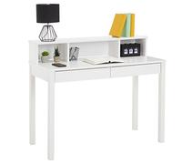 IDIMEX Bureau Lennox avec Rangement 2 tiroirs et 3 niches, en pin Massif lasuré Blanc
