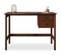 IDIMEX Bureau Marlo H 76 cm avec 2 Tiroirs en Bois Massif Coloris Châtaignier, Bureau Droit avec Rangement Intégré