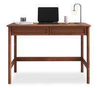 IDIMEX Bureau Rodrigo Droit H 76 cm en Bois Massif Coloris châtaignier avec Rangement 2 tiroirs, idéal pour Le télétravail, Design Moderne Robuste et Fonctionnel Parfait comme Table de Travail