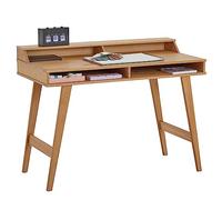 IDIMEX Bureau secrétaire Luna avec niches 110 x 84 x 54 cm, en Bois de pin Massif, Rangement élégant et Compact, Petit Bureau, Brun