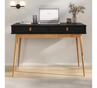 IDIMEX Bureau Wanda avec 2 tiroirs, en pin Massif, Bureau en Bois, Coloris Noir et chêne