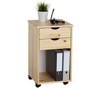 IDIMEX Caisson de Bureau Kano, Meuble de Rangement sur roulettes avec 2 tiroirs et 1 Niche, en pin Massif Naturel