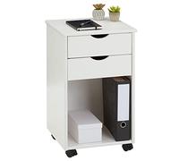 IDIMEX Caisson de Bureau Kano, Meuble de Rangement sur roulettes avec 2 tiroirs et 1 Niche, en pin Massif lasuré Blanc