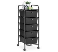 IDIMEX Caisson de Rangement sur roulettes GINA, Colonne de 5 tiroirs et 1 étagère pour Salle de Bain ou Bureau, Noir et métal