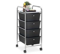 IDIMEX Caisson sur roulettes GINA Chariot avec 4 tiroirs en Plastique Noir et 1 étagère, Meuble de Rangement pour Salle de Bain en métal chromé