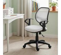 IDIMEX Chaise de Bureau Cool Fauteuil pivotant et Ergonomique avec accoudoirs, Chaise dactylo à roulettes avec Hauteur réglable, revêtement Mesh Blanc