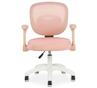 Chaise de bureau enfant AMELIA Rose Réglable en hauteur avec Accoudoirs, Assise Rembourrée Confortable