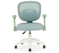 Chaise de bureau enfant AMELIA Vert Réglable en hauteur avec Accoudoirs, Assise Rembourrée Confortable