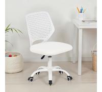 Chaise de Bureau pour Enfant JADE Blanche Pivotante Sans Accoudoirs, Assise Rembourrée et Réglable en Hauteur