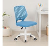Chaise de Bureau pour Enfant JADE Bleue Pivotante Sans Accoudoirs, Assise Rembourrée et Réglable en Hauteur