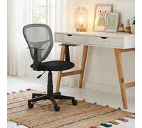 IDIMEX Chaise de Bureau pour Enfant Studio Fauteuil pivotant et Ergonomique avec accoudoirs, siège à roulettes avec Hauteur réglable, revêtement Mesh Noir et Gris