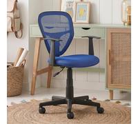 IDIMEX Chaise de Bureau pour Enfant Studio Fauteuil pivotant et Ergonomique avec accoudoirs, siège à roulettes avec Hauteur réglable, revêtement Mesh Bleu