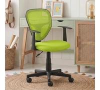 IDIMEX Chaise de Bureau pour Enfant Studio Fauteuil pivotant et Ergonomique avec accoudoirs, siège à roulettes avec Hauteur réglable, revêtement Mesh Vert