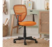 IDIMEX Chaise de Bureau pour Enfant Studio Fauteuil pivotant réglable en Hauteur avec accoudoirs, revêtement Mesh Orange