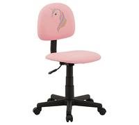 IDIMEX Chaise de Bureau pour Enfant Unicorn Fauteuil pivotant et Ergonomique sans accoudoirs, siège à roulettes avec Hauteur réglable, revêtement en synthétique Rose avec Motif Licorne