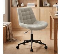 IDIMEX Chaise de Bureau VASILO Fauteuil en Velours Côtelé Beige avec Piétement en Métal Laqué Noir, Assise Réglabe en Hauteur, Rembourrée et Pivotante