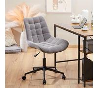 IDIMEX Chaise de Bureau VASILO Fauteuil en Velours Côtelé Gris avec Piétement en Métal Laqué Noir, Assise Réglabe en Hauteur, Rembourrée et Pivotante