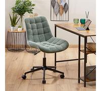 IDIMEX Chaise de Bureau VASILO Fauteuil en Velours Côtelé Vert avec Piétement en Métal Laqué Noir, Assise Réglabe en Hauteur, Rembourrée et Pivotante