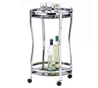 Chariot de service VEGA table d'appoint ronde sur roulettes chariot à thé et boisson en métal chromé 2 étagères en verre trempé noir