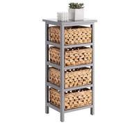 IDIMEX Chiffonnier ARBO Petite Commode en Bois de Paulownia Gris, avec 4 paniers tressés en Jacinthe d'eau, Style Maison de Campagne