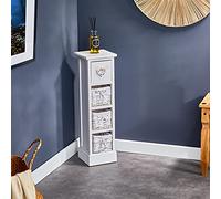 Chiffonnier FLOWER H 70 cm en bois massif blanc avec 1 tiroir et 3 paniers petite commode style shabby chic