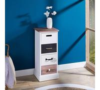 IDIMEX Chiffonnier Laguna étagère de Rangement avec 4 tiroirs en Bois de Paulownia Style Shabby Chic Vintage Rustique Blanc Brun Noir