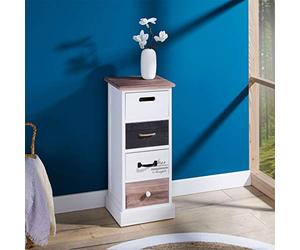 IDIMEX Chiffonnier Laguna étagère de Rangement avec 4 tiroirs en Bois de Paulownia Style Shabby Chic Vintage Rustique Blanc Brun Noir
