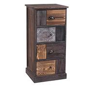 Chiffonnier MARA avec 4 tiroirs, commode en bois de paulownia style vintage ethnique bohême avec gravures