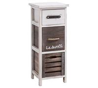 Chiffonnier PADUA table de nuit avec 3 tiroirs, en bois de paulownia blanc style shabby chic vintage rustique campagne
